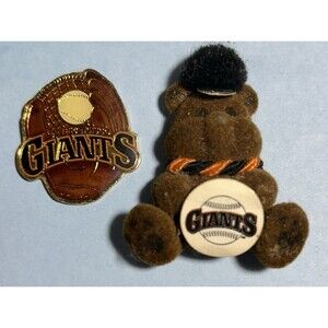 Vintage San Francisco Giants pins, Glove and Free  SF Giants Teddy Bear  Pin